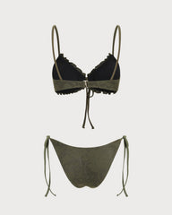 Haki Yeşili Jakarlı Bikini Takımı