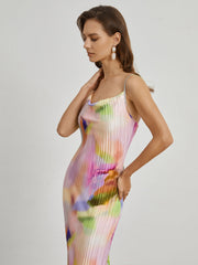 Tie Dye Plise Uzun Elbise