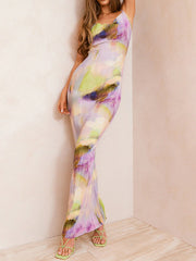 Tie Dye Plise Uzun Elbise