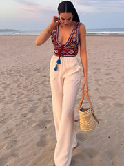 Boho Nakışlı Düğümlü Atlet