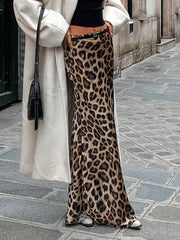 Leopar Desenli İnce Maksi Etek