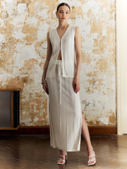 Düz Bölünmüş Ön Bağcıklı Etek Takımı