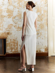 Düz Bölünmüş Ön Bağcıklı Etek Takımı