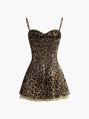 Leopar Desenli Kısa Elbise
