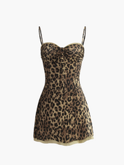 Leopar Desenli Kısa Elbise