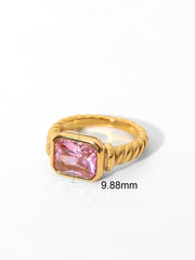 Spiral Paslanmaz Çelik Değerli Taş Yüzük