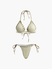 Grommet Bağcıklı Büzgülü Bikini Takımı