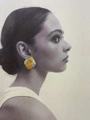 İki Renkli Dalgalı Kare Küpeler