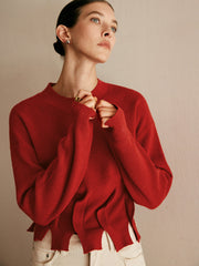 Yün Karışımlı Pileli Tasarım Kazak