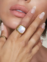 Kare Deniz Kabuğu Mühür Yüzüğ