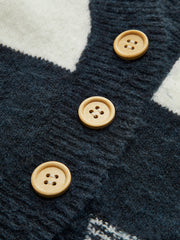 Yün Karışımlı Çizgili Büzgülü Hırka