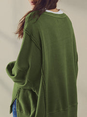 Düz Pamuklu Yırtık Sweat