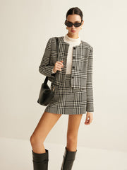 Yün Karışımlı Kareli Ceket