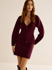 V Yaka Çok Yönlü Dar Kesim Hırka