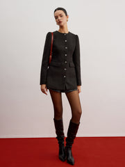 Kemersiz Şık Düğmeli Tüvit Blazer