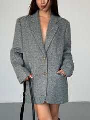 Kemersiz Uzun Tweed Blazer