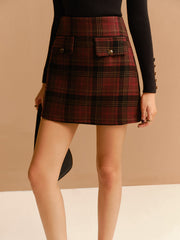 Tweed Kareli Mini Etek