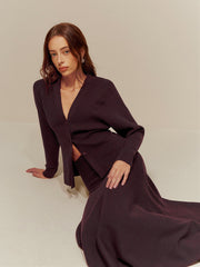 Yün Karışımlı V Yaka Düğmeli Hırka