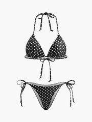Puantiyeli Bağcıklı Bikini Takımı