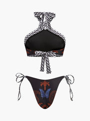 Boho Desenli Bağcıklı Askılı Bikini