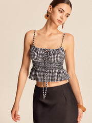 Fırfırlı Peplum Pötikareli Atlet Üst