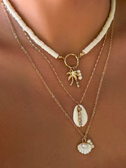 Üçlü Sıralı Deniz Kabuğu Kolye