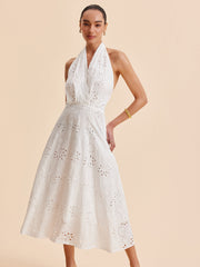 Halter Yakalı, Kuşaklı, Midi Elbise