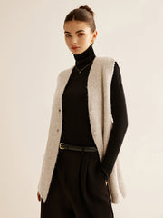 Yün Karışımlı Göğüslü Kazak Yelek