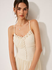 Düğme Detaylı File Panelli Elbise