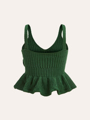 3D Tiğ İşi Çiçekli Peplum Kazak Yelek