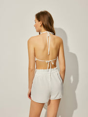 Üç Parçalı Gömlek Bikini Üstü Şort Takımı