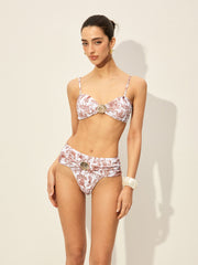 Deniz Kabuğu Detaylı Çiçek Desenli Bikini Takımı