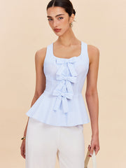 Fiyonk Detaylı Çizgili Peplum Üst
