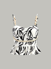 Çiçek Desenli Peplum Üst Ve Şort Takımı