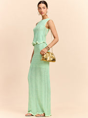 Dalga Desenli Örme Uzun Etek