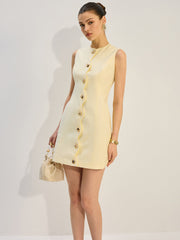Önü Düğmeli Mini Elbise