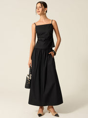 Spagetti Askılı Sırtı Açık Etek Takımı