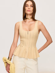 Fermuarlı Ön Peplum Örgü Üst