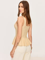 Fermuarlı Ön Peplum Örgü Üst