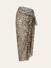 Leopar Desenli Şeffaf Malaya Peştemâli Örtüsü