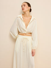 Çapraz Bağcıklı Kısa Gömlek