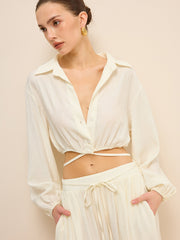 Çapraz Bağcıklı Kısa Gömlek