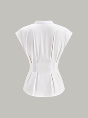 Mandarin Yaka Kısa Kollu Peplum Gömlek