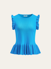 Volanlı Kollu Peplum Etek Örgü Üst