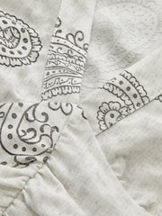 Boho Desenli Büzgülü Kısa Üst