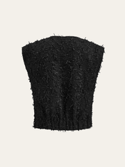 Saçaklı Tüvit Düğmeli Kolsuz Yelek