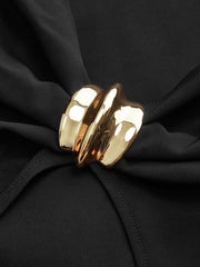 Metal Tokalı Detaylı Balıkçı Yaka Mini Elbise