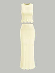 Dalga Desenli Örme Uzun Etek