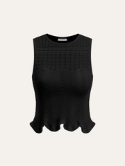 Dalga Desenli Kolsuz Örgü Üst