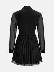 Ballanzia Transparan Kollu Pileli Blazer Elbise